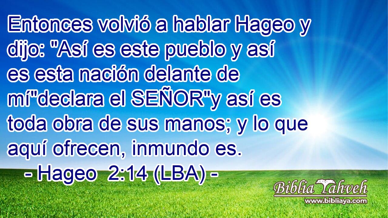Entonces volvió a hablar Hageo y dijo: 