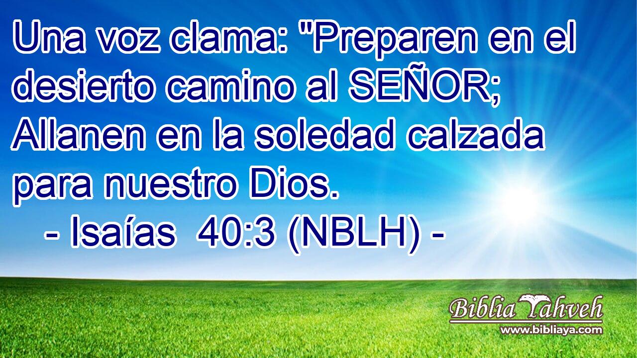 Una voz clama: 