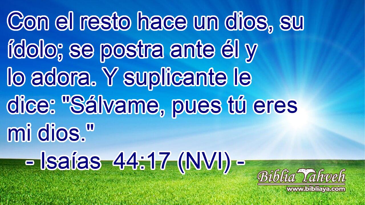  Con el resto hace un dios, su ídolo; se postra ante él y lo adora. Y suplicante le dice: 