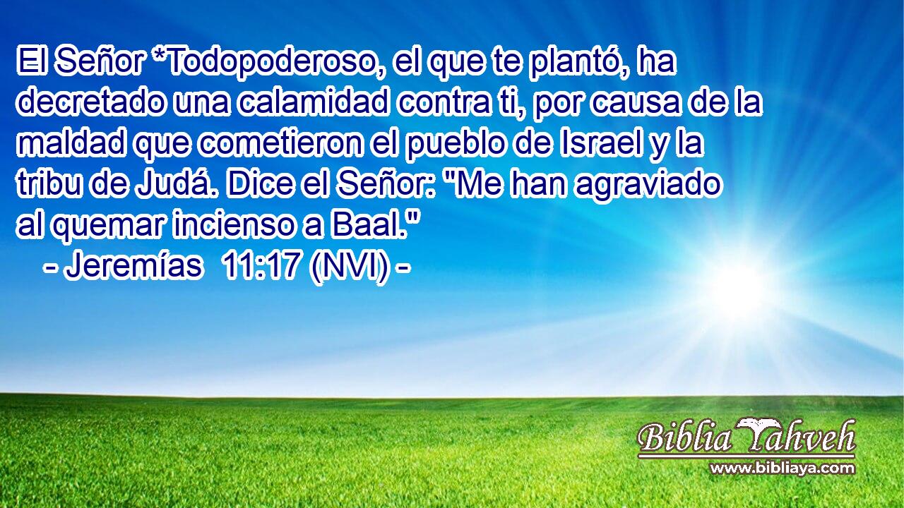  El Señor *Todopoderoso, el que te plantó, ha decretado una calamidad contra ti, por causa de la maldad que cometieron el pueblo de Israel y la tribu de Judá. Dice el Señor: 
