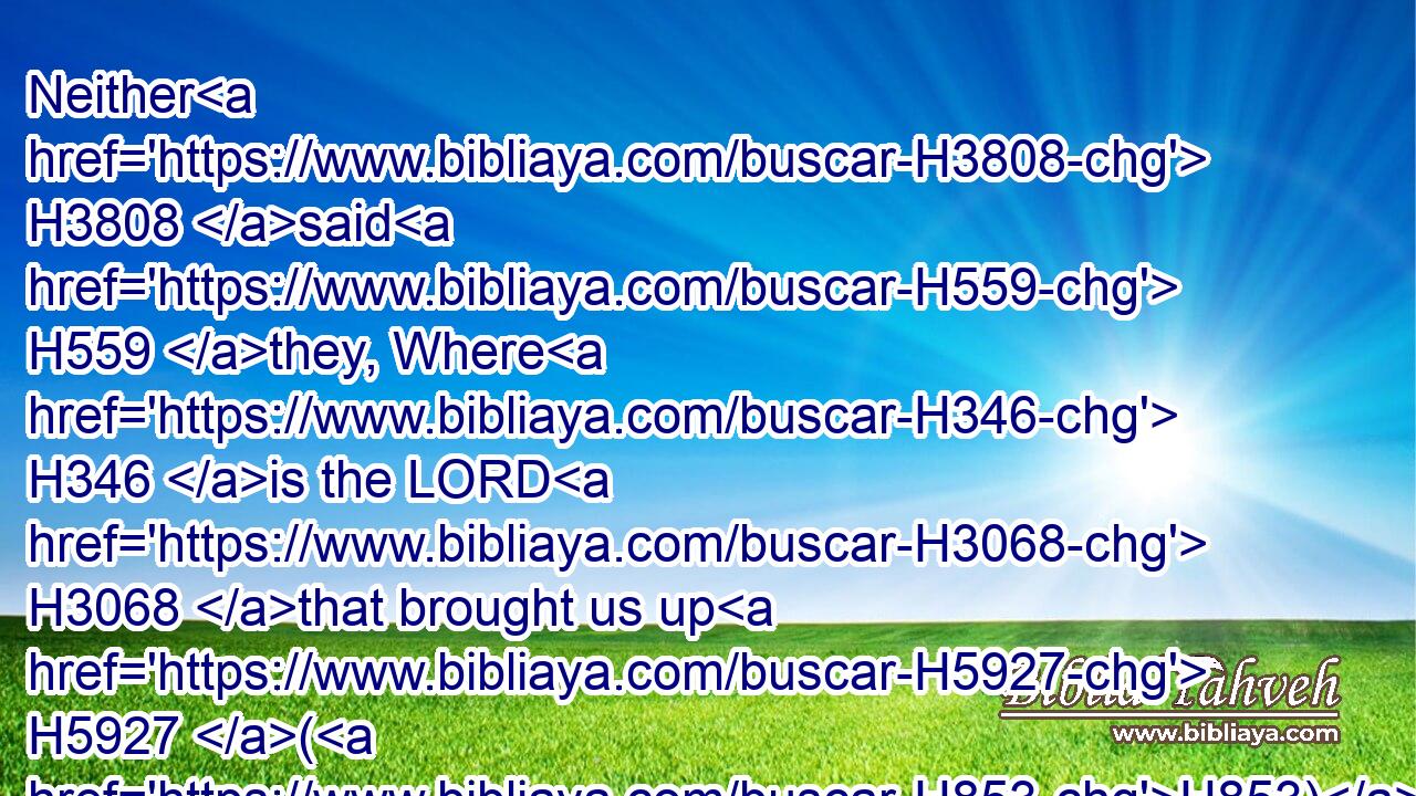 Neither H3808 said H559 they, Where H346 is the LORD H3068 that brought us up H5927 (H853) out of the land H4480  H776 of Egypt, H4714 that led H1980 us through the wilderness, H4057 through a land H776 of deserts H6160 and of pits, H7745 through a land H776 of drought, H6723 and of the shadow of death, H6757 through a land H776 that no H3808 man H376 passed through, H5674 and where H8033 no H3808 man H120 dwelt?H3427
