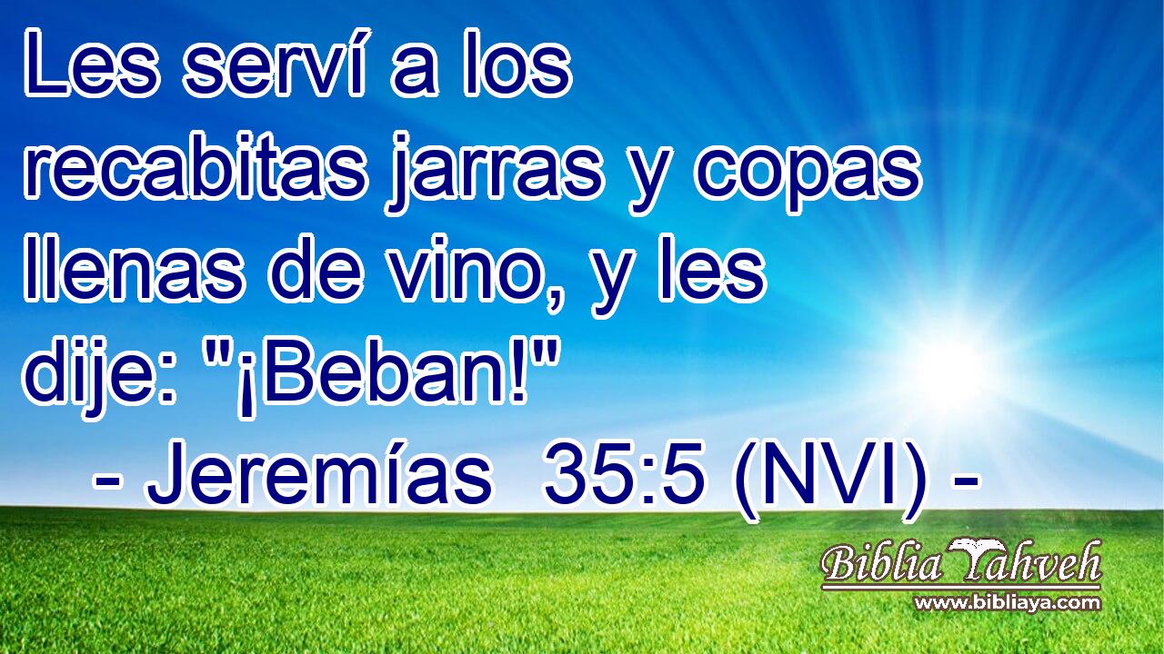  Les serví a los recabitas jarras y copas llenas de vino, y les dije: 