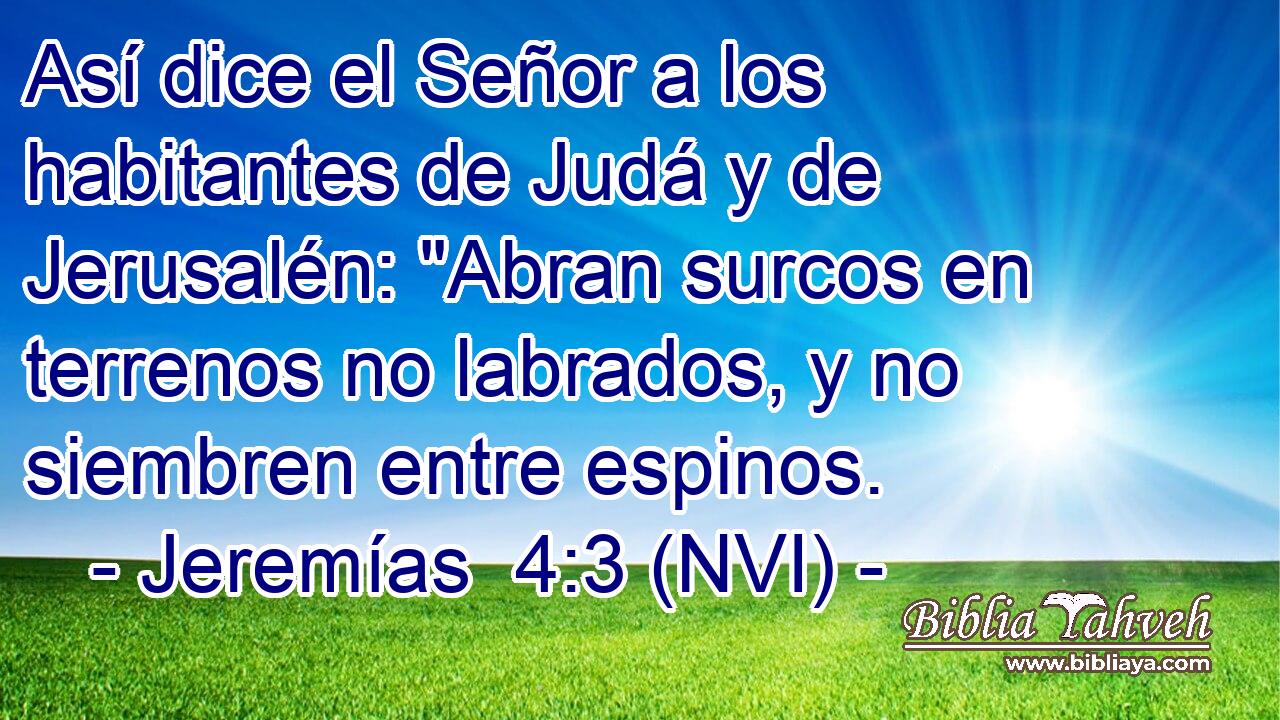  Así dice el Señor a los habitantes de Judá y de Jerusalén: 