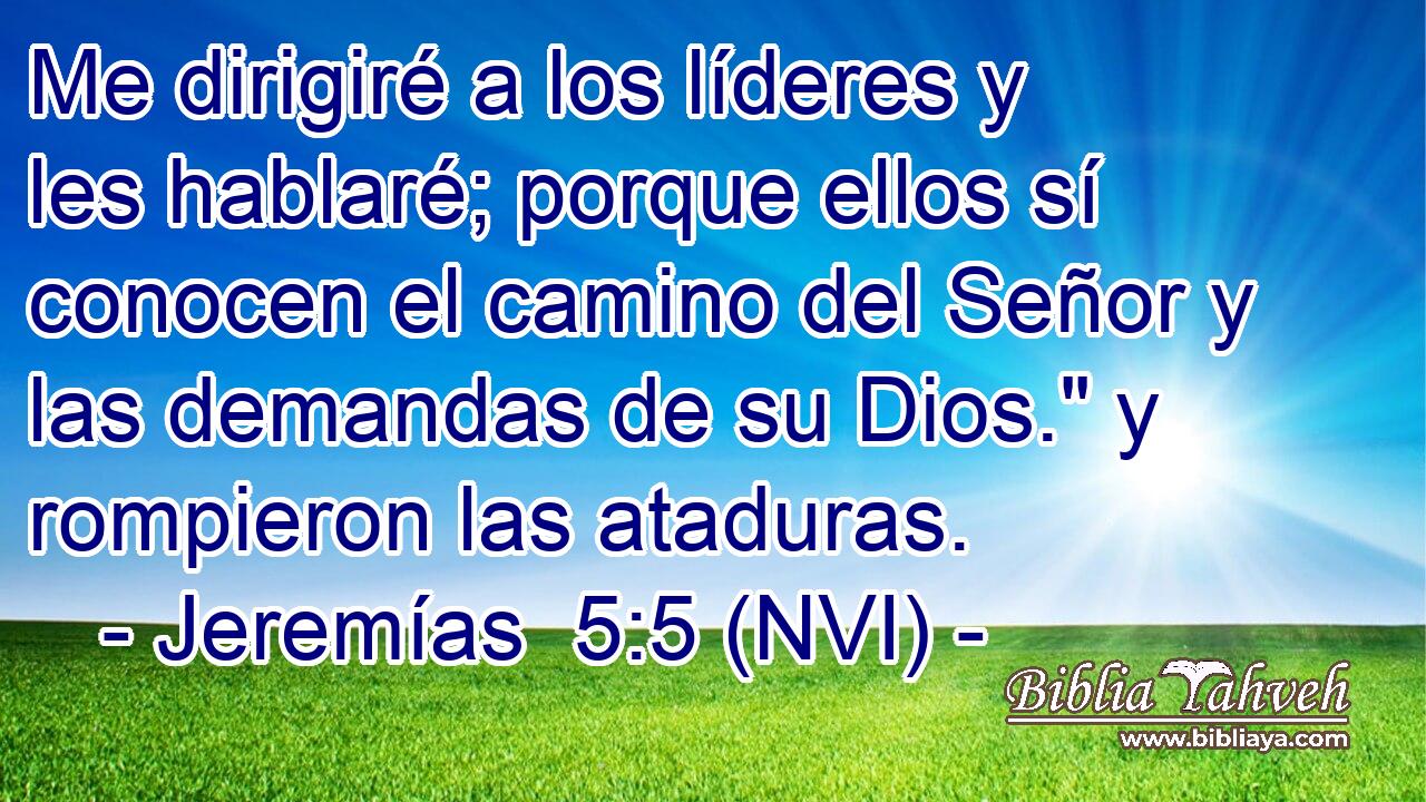  Me dirigiré a los líderes y les hablaré; porque ellos sí conocen el camino del Señor y las demandas de su Dios.