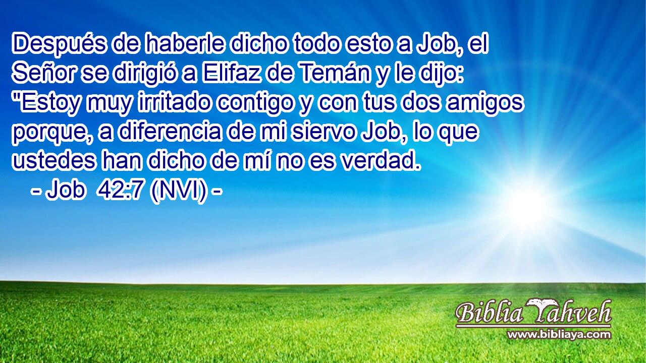  Después de haberle dicho todo esto a Job, el Señor se dirigió a Elifaz de Temán y le dijo: 