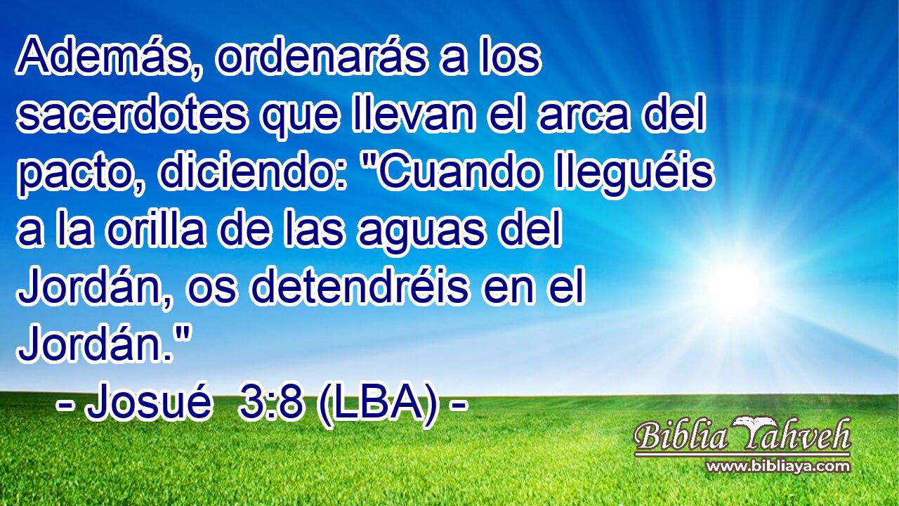 Además, ordenarás a los sacerdotes que llevan el arca del pacto, diciendo: 