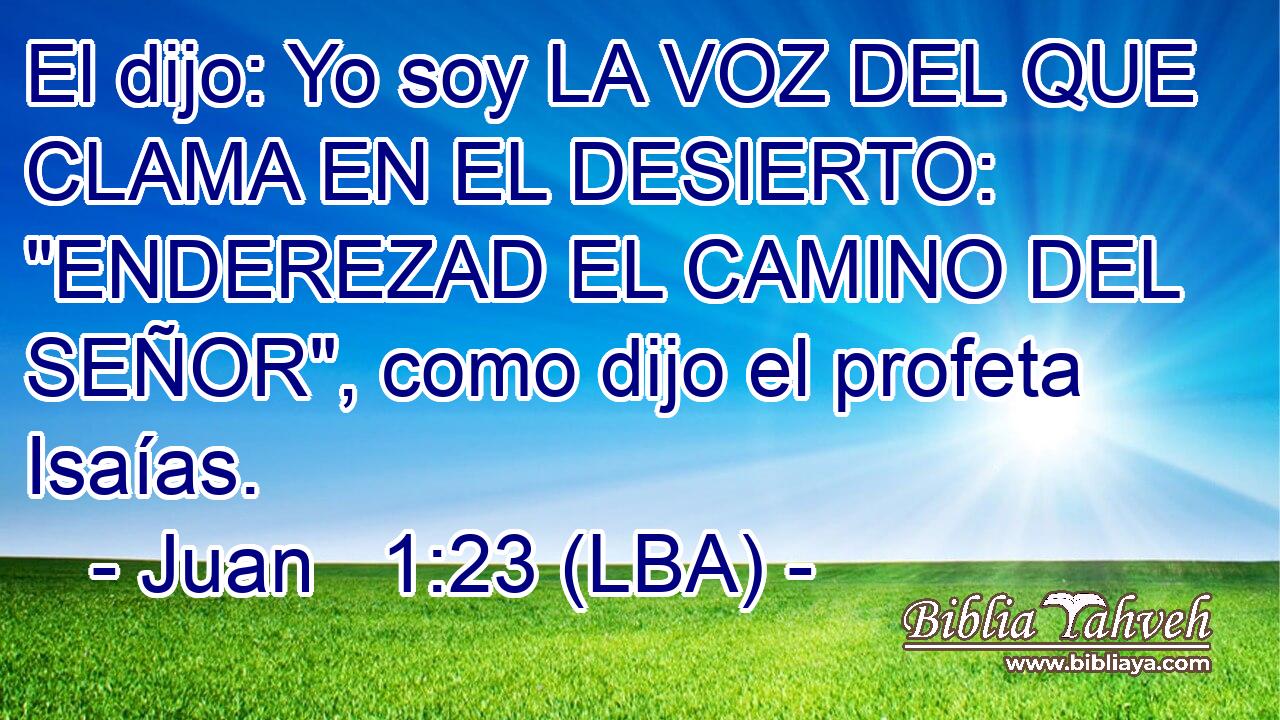 El dijo: Yo soy LA VOZ DEL QUE CLAMA EN EL DESIERTO: 