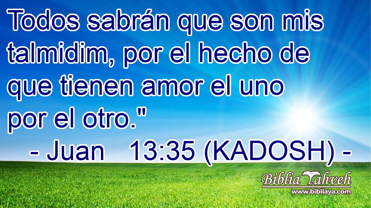  Todos sabrán que son mis talmidim, por el hecho de que tienen amor el uno por el otro.
