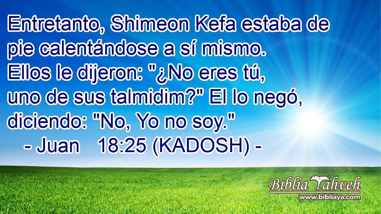  Entretanto, Shimeon Kefa estaba de pie calentándose a sí mismo. Ellos le dijeron: 
