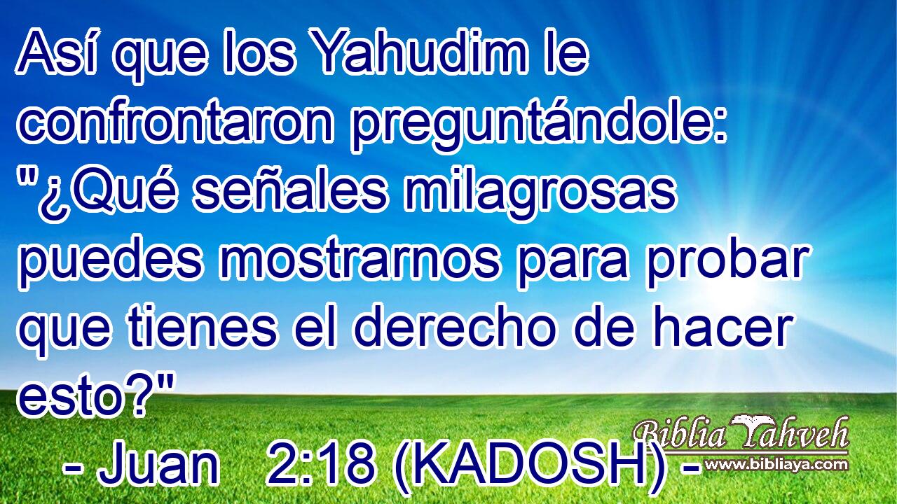  Así que los Yahudim le confrontaron preguntándole: 
