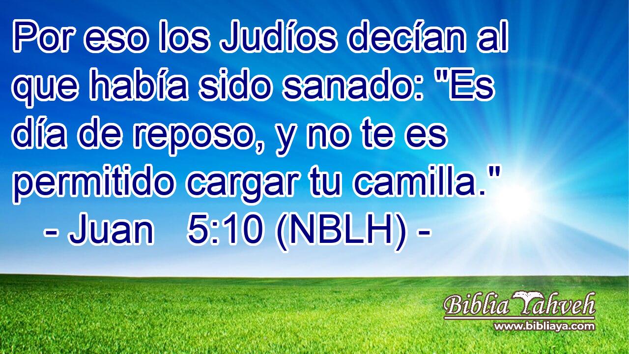 Por eso los Judíos decían al que había sido sanado: 