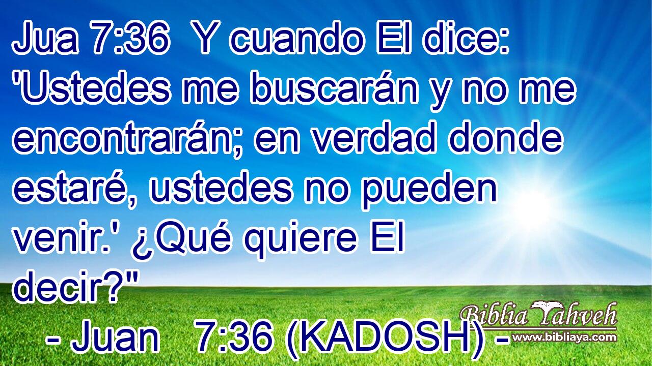  Y cuando El dice: 'Ustedes me buscarán y no me encontrarán; en verdad donde estaré, ustedes no pueden venir.' ¿Qué quiere El decir?