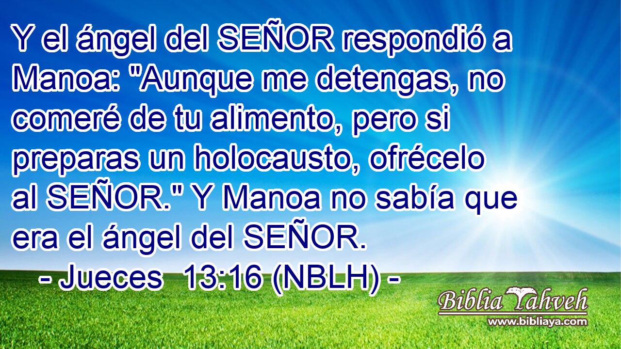  Y el ángel del SEÑOR respondió a Manoa: 