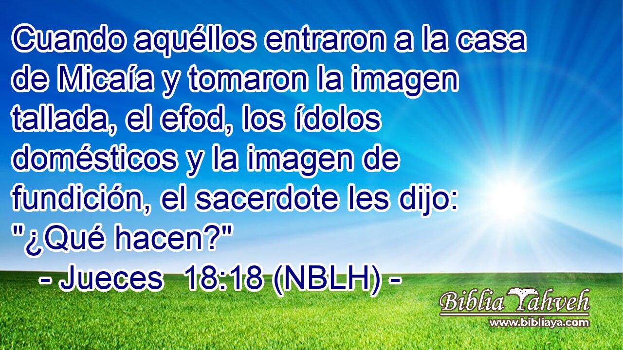  Cuando aquéllos entraron a la casa de Micaía y tomaron la imagen tallada, el efod, los ídolos domésticos y la imagen de fundición, el sacerdote les dijo: 