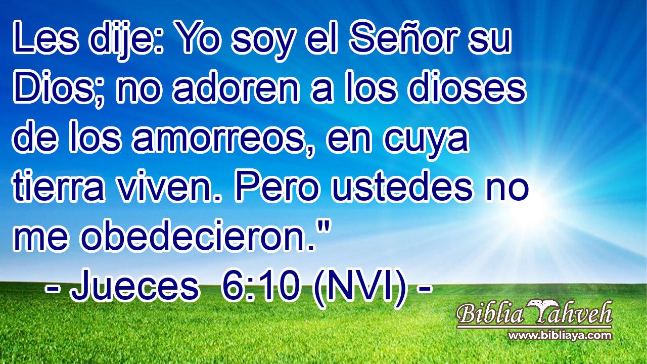  Les dije: Yo soy el Señor su Dios; no adoren a los dioses de los amorreos, en cuya tierra viven. Pero ustedes no me obedecieron.
