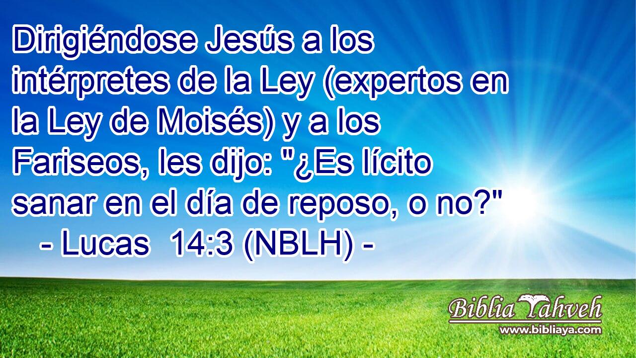 Dirigiéndose Jesús a los intérpretes de la Ley (expertos en la Ley de Moisés) y a los Fariseos, les dijo: 