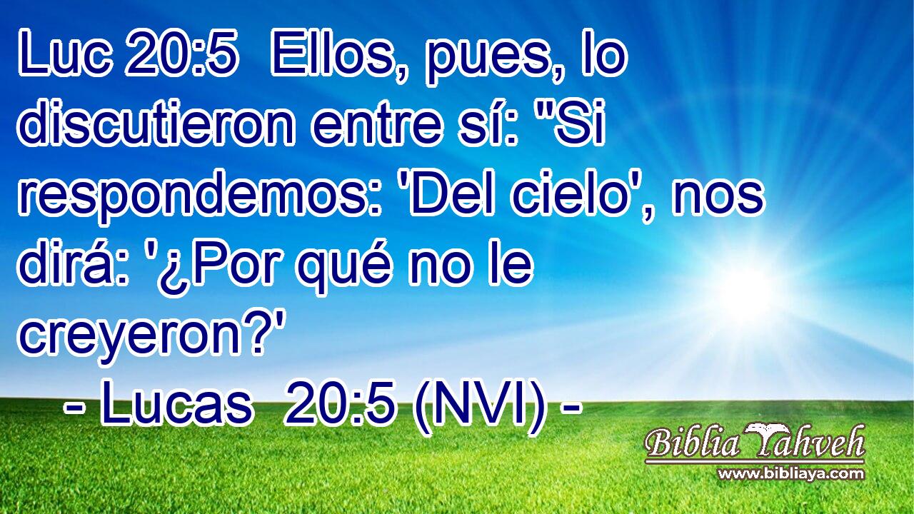 Luc 20:5  Ellos, pues, lo discutieron entre sí: 