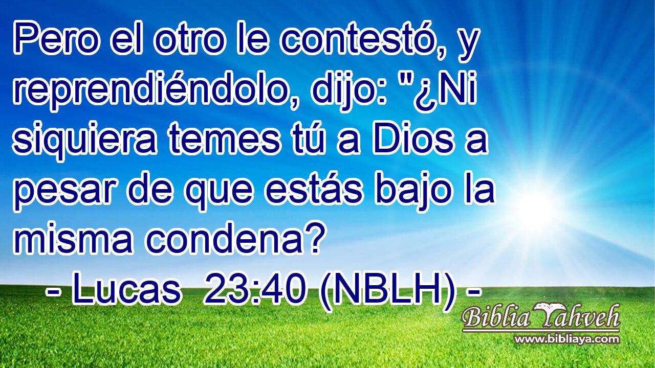  Pero el otro le contestó, y reprendiéndolo, dijo: 