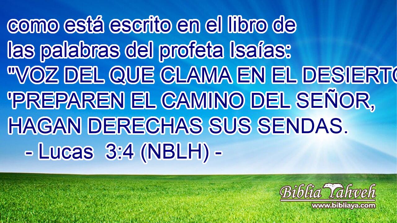  como está escrito en el libro de las palabras del profeta Isaías: 