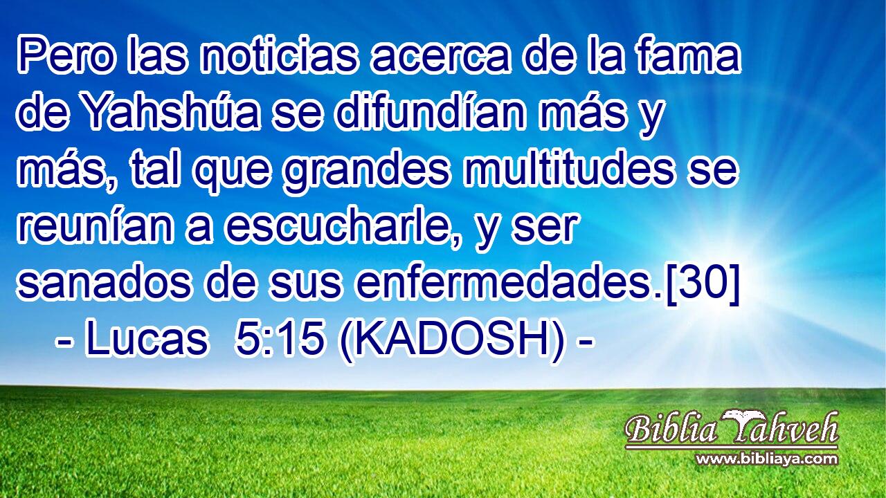  Pero las noticias acerca de la fama de Yahshúa se difundían más y más, tal que grandes multitudes se reunían a escucharle, y ser sanados de sus enfermedades.[30] 