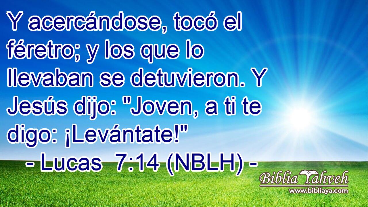  Y acercándose, tocó el féretro; y los que lo llevaban se detuvieron. Y Jesús dijo: 