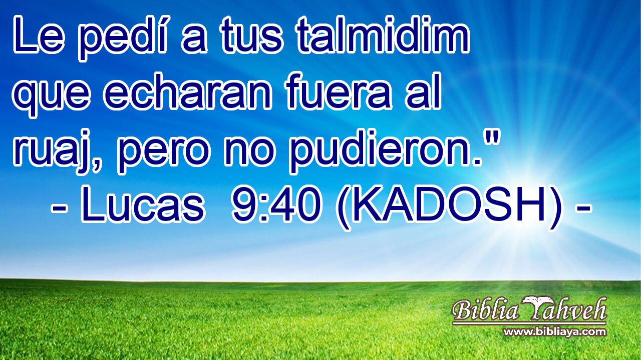  Le pedí a tus talmidim que echaran fuera al ruaj, pero no pudieron.