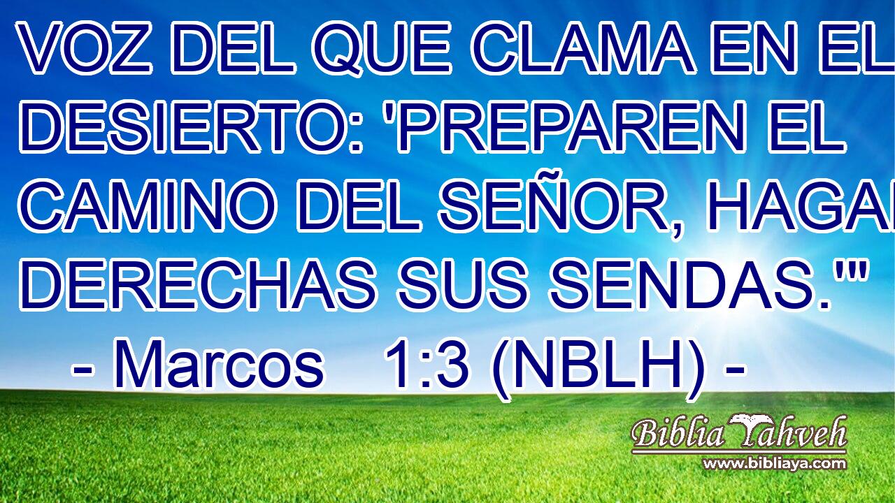  VOZ DEL QUE CLAMA EN EL DESIERTO: 'PREPAREN EL CAMINO DEL SEÑOR, HAGAN DERECHAS SUS SENDAS.'