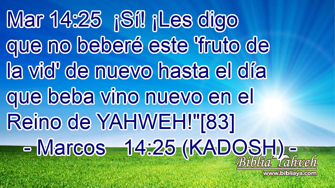  ¡Sí! ¡Les digo que no beberé este 'fruto de la vid' de nuevo hasta el día que beba vino nuevo en el Reino de YAHWEH!