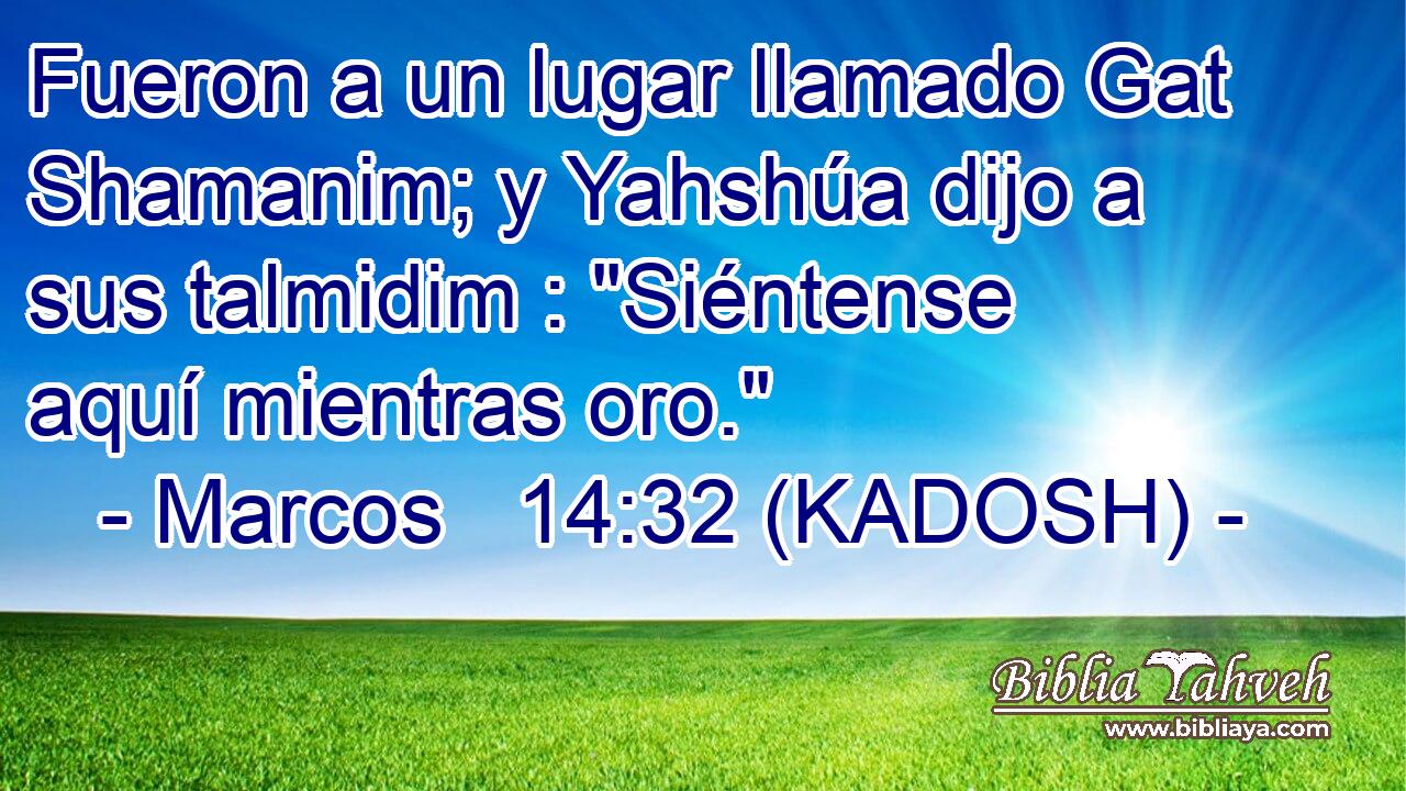  Fueron a un lugar llamado Gat Shamanim; y Yahshúa dijo a sus talmidim : 