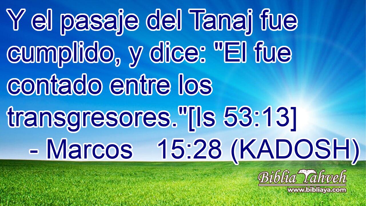  Y el pasaje del Tanaj fue cumplido, y dice: 