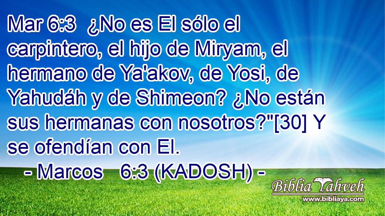  ¿No es El sólo el carpintero, el hijo de Miryam, el hermano de Ya'akov, de Yosi, de Yahudáh y de Shimeon? ¿No están sus hermanas con nosotros?