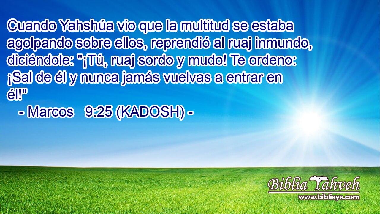  Cuando Yahshúa vio que la multitud se estaba agolpando sobre ellos, reprendió al ruaj inmundo, diciéndole: 