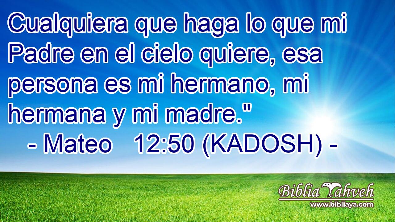  Cualquiera que haga lo que mi Padre en el cielo quiere, esa persona es mi hermano, mi hermana y mi madre.