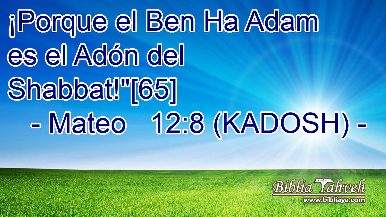  ¡Porque el Ben Ha Adam es el Adón del Shabbat!
