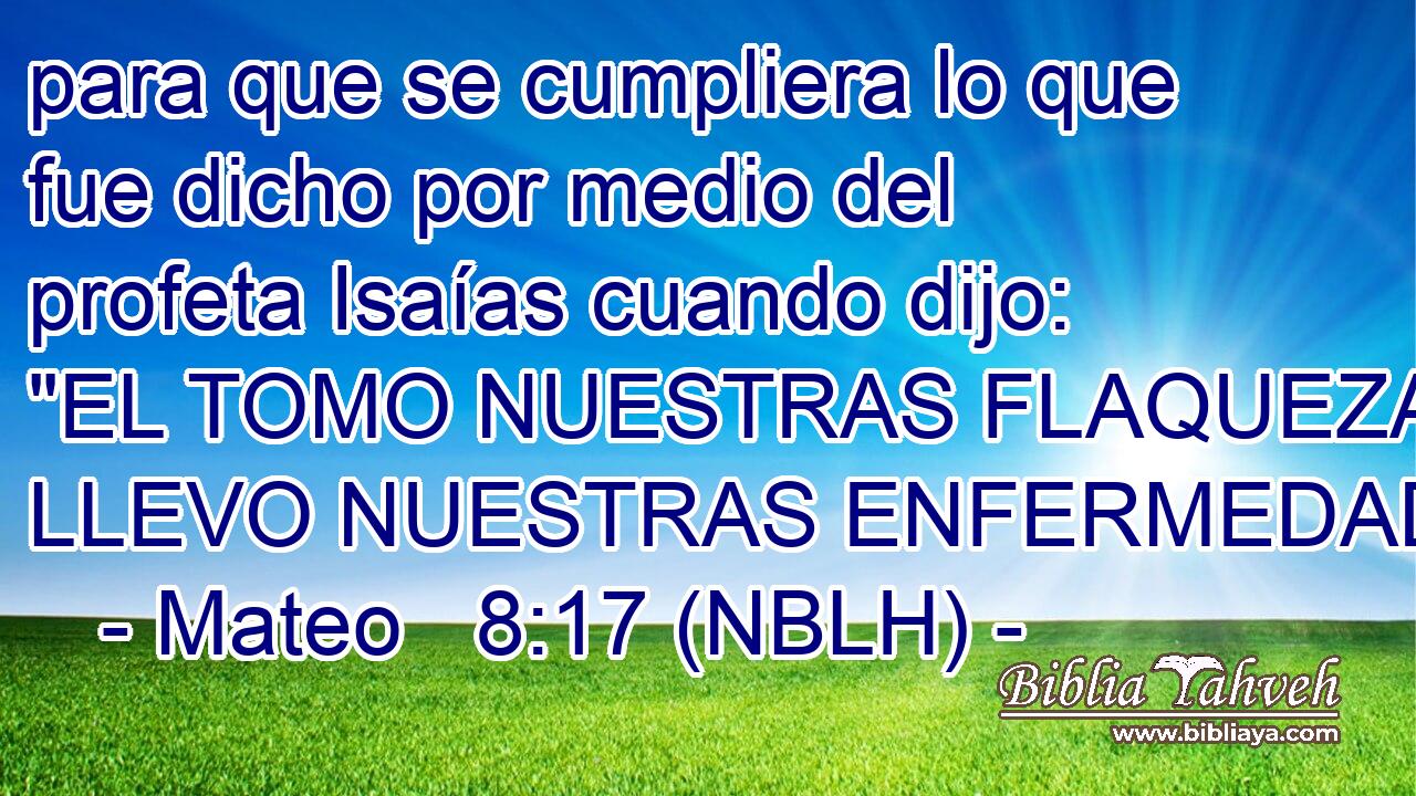  para que se cumpliera lo que fue dicho por medio del profeta Isaías cuando dijo: 