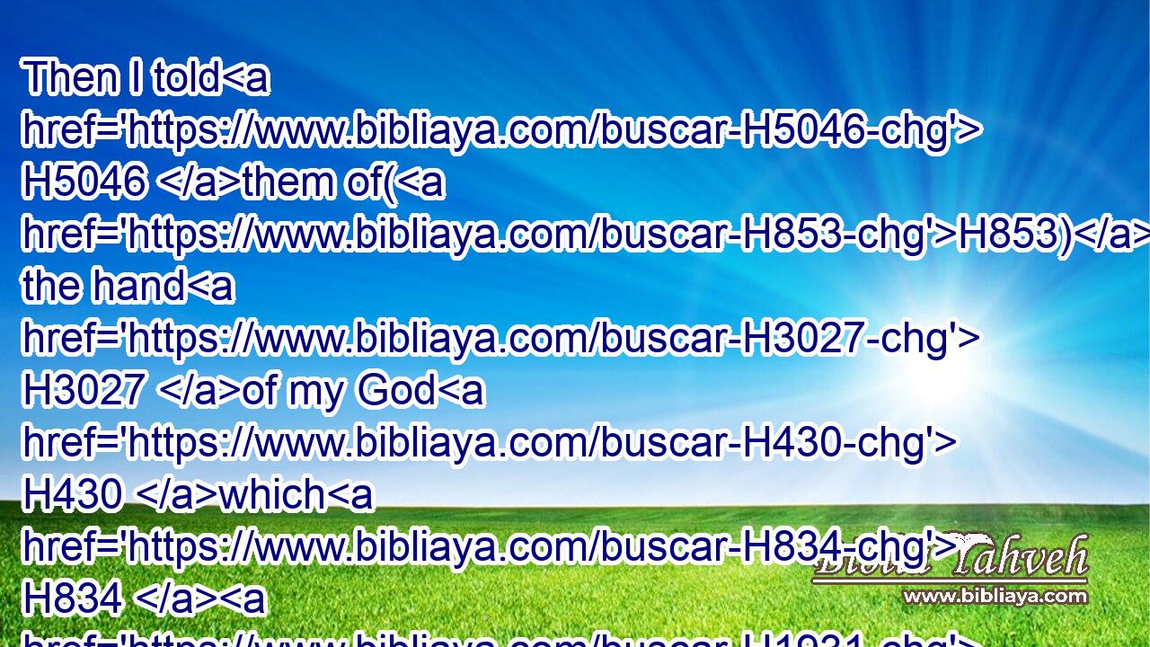 Then I told H5046 them of(H853) the hand H3027 of my God H430 which H834  H1931 was good H2896 upon H5921 me; as also H637 the king's H4428 words H1697 that H834 he had spoken H559 unto me. And they said, H559 Let us rise up H6965 and build. H1129 So they strengthened H2388 their hands H3027 for this good H2896 work.