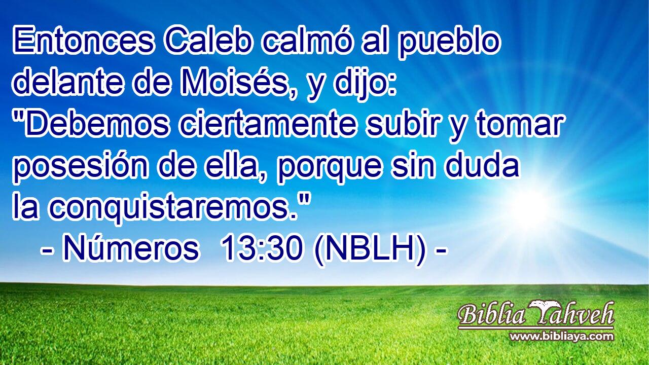  Entonces Caleb calmó al pueblo delante de Moisés, y dijo: 