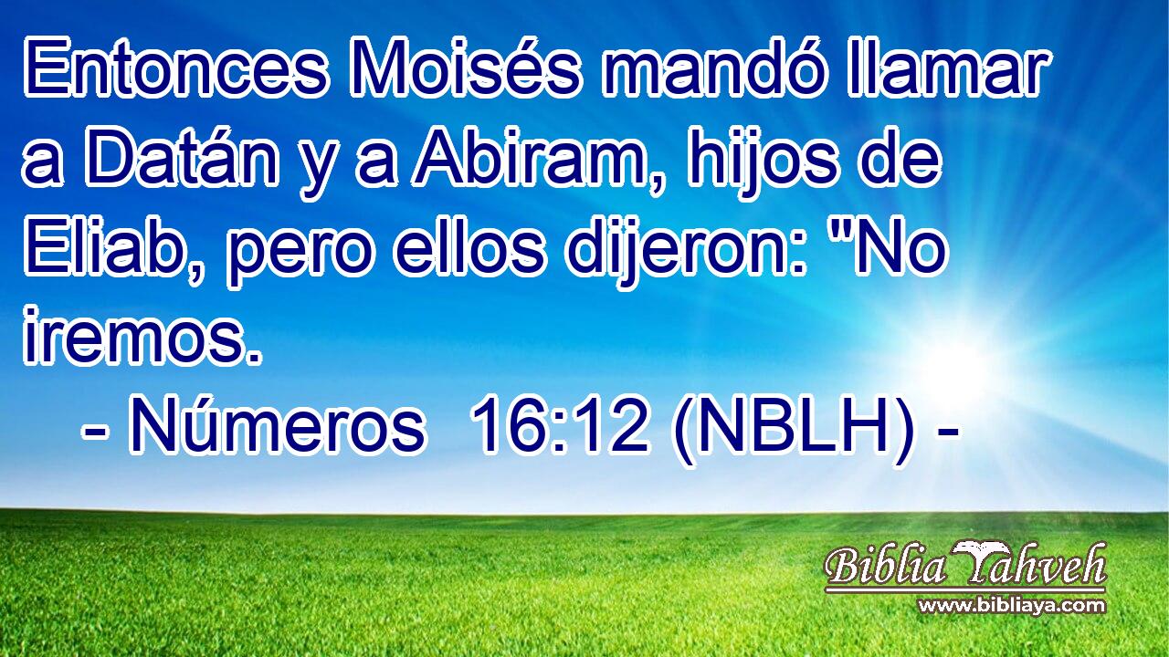  Entonces Moisés mandó llamar a Datán y a Abiram, hijos de Eliab, pero ellos dijeron: 