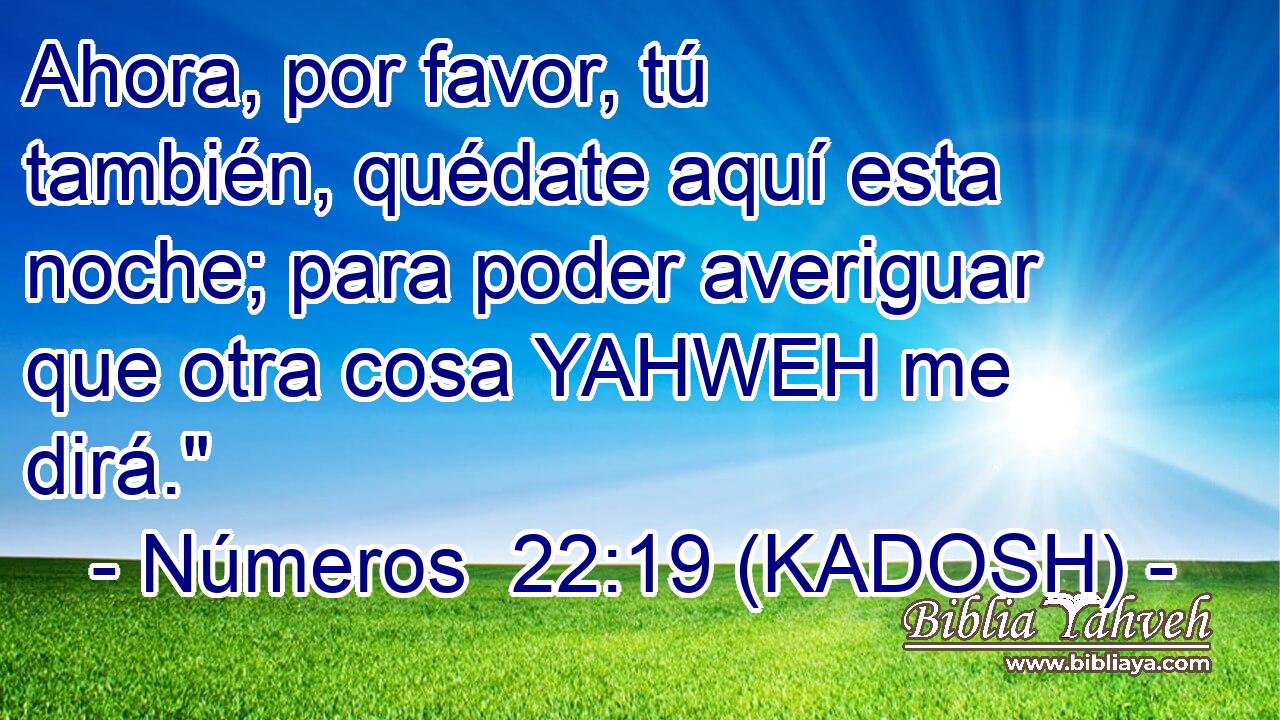  Ahora, por favor, tú también, quédate aquí esta noche; para poder averiguar que otra cosa YAHWEH me dirá.