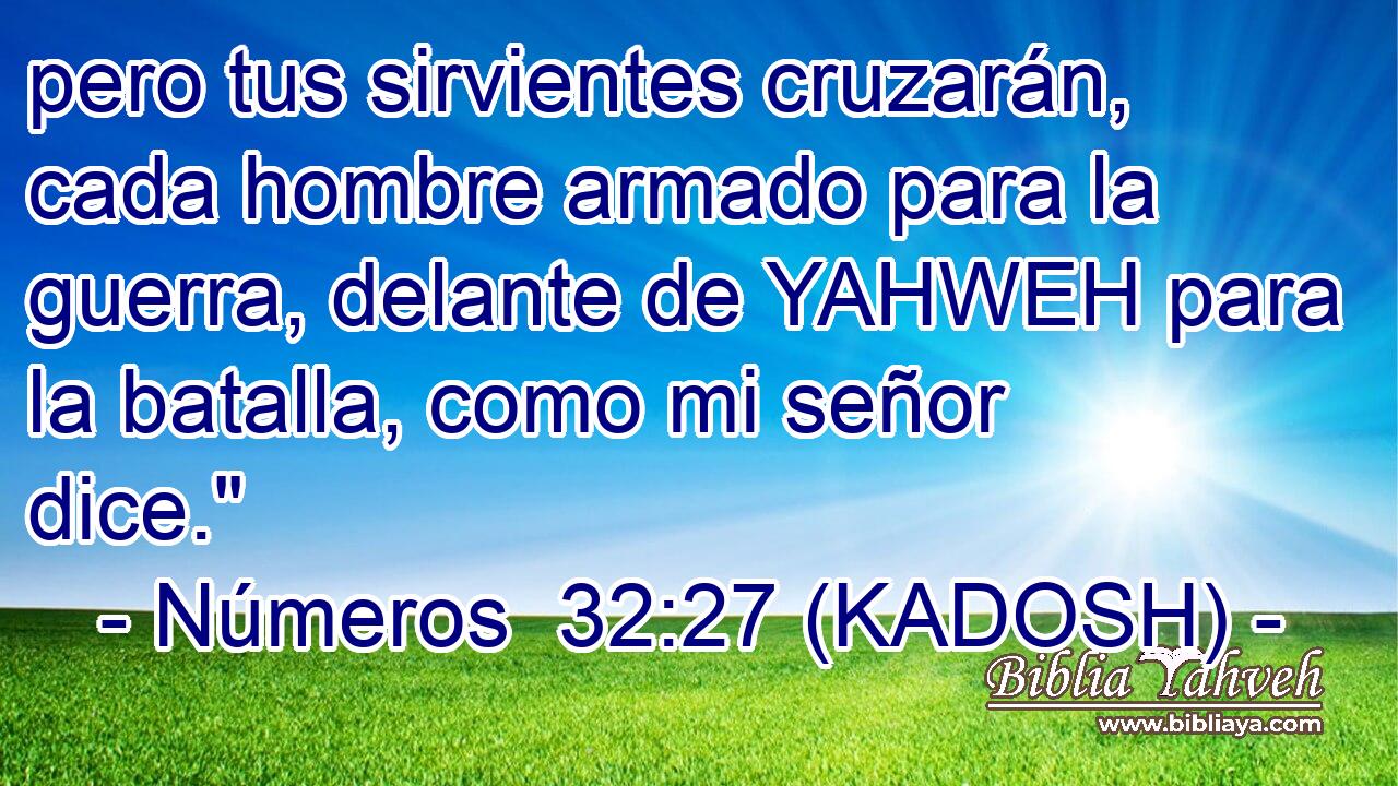  pero tus sirvientes cruzarán, cada hombre armado para la guerra, delante de YAHWEH para la batalla, como mi señor dice.