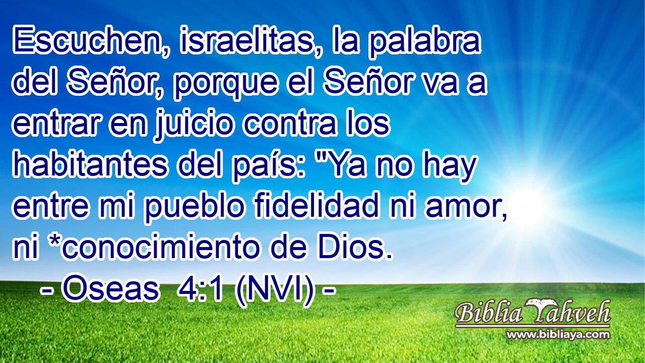  Escuchen, israelitas, la palabra del Señor, porque el Señor va a entrar en juicio contra los habitantes del país: 