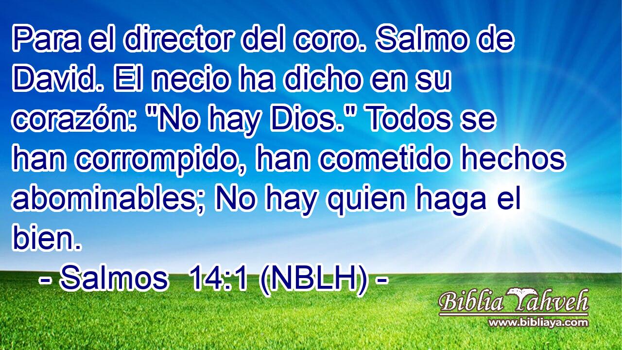  Para el director del coro. Salmo de David. El necio ha dicho en su corazón: 